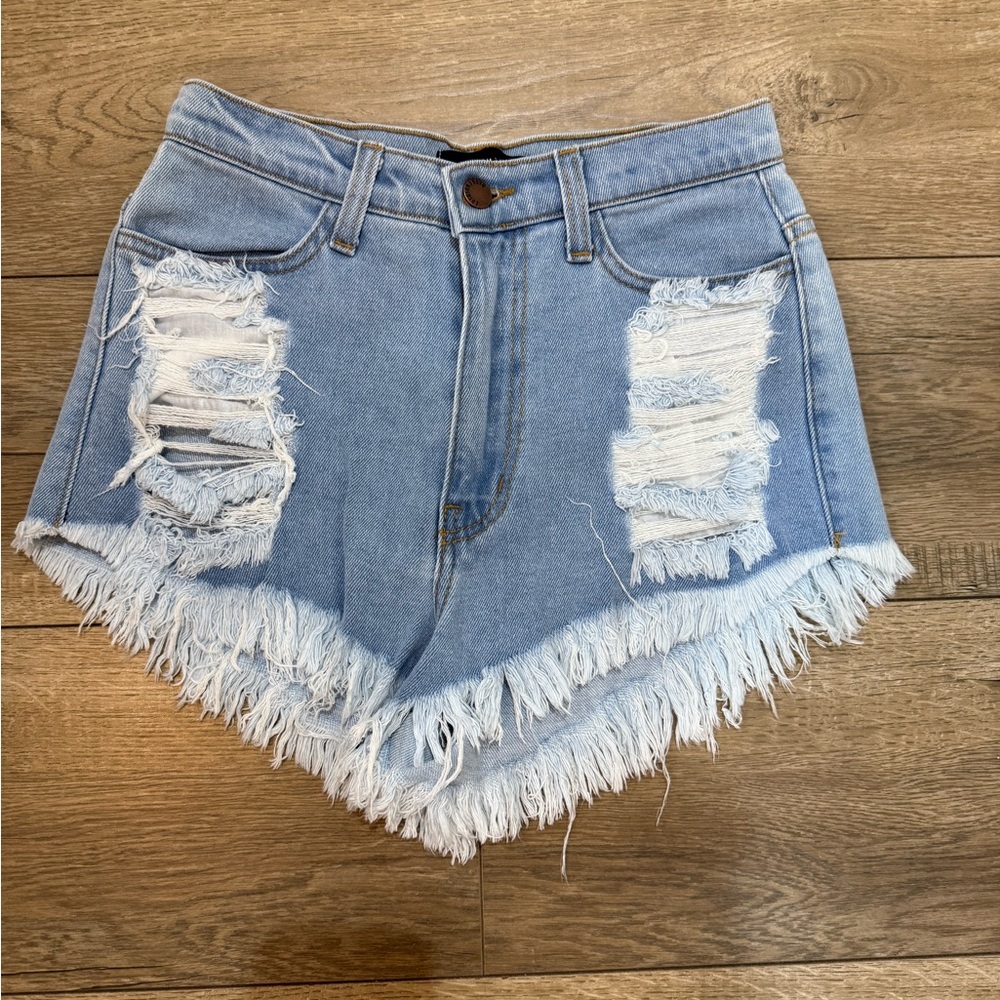 Distressed Denim fringe Women Shorts